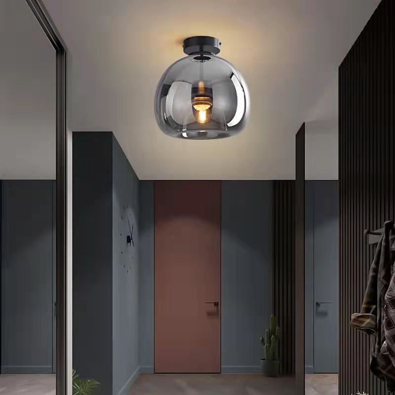 Plafonnier semi-encastré globe en verre nordique à une lumière