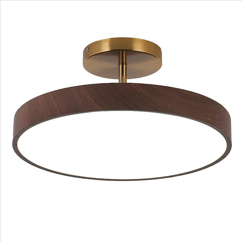 Plafonnier japonais rond en bois avec LED semi-encastré