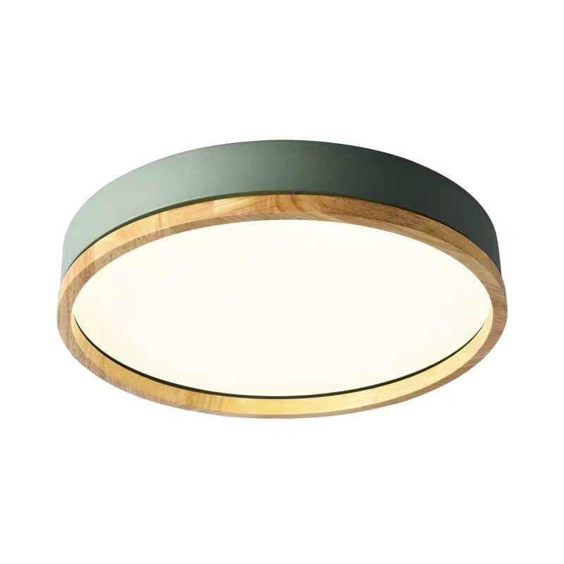 Plafonnier LED rond en bois nordique à 1 lumière