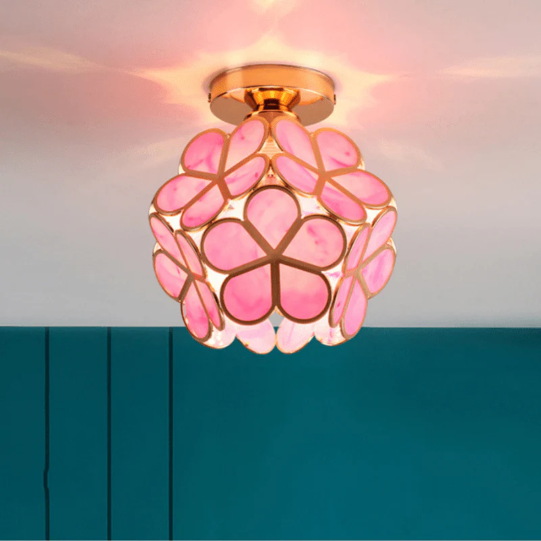 Plafonnier vintage à motif floral, une lumière