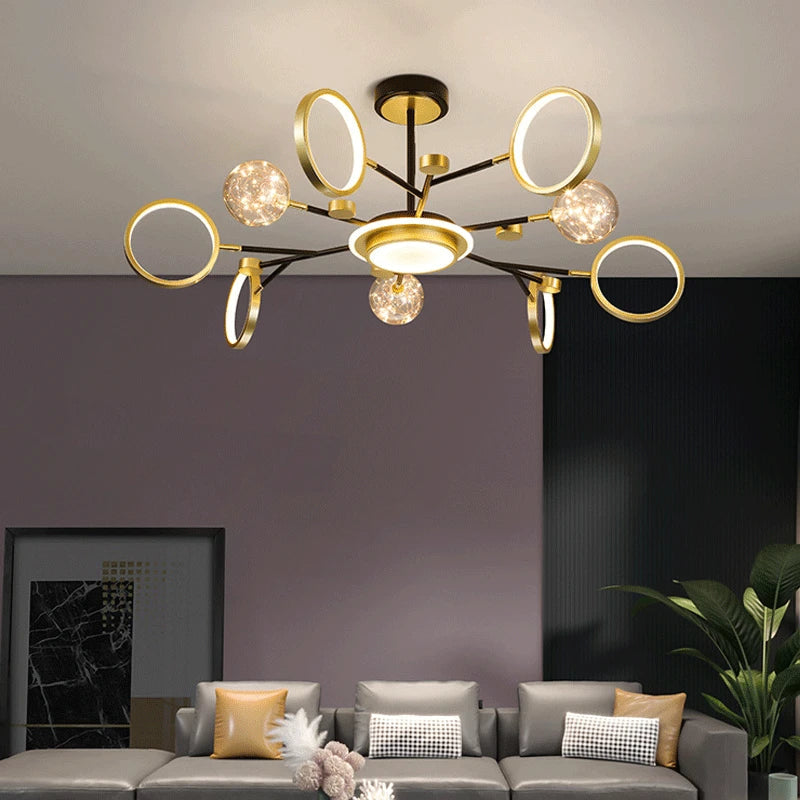 lámpara de techo nórdica moderna en hierro iluminación estrellada decoración creativa