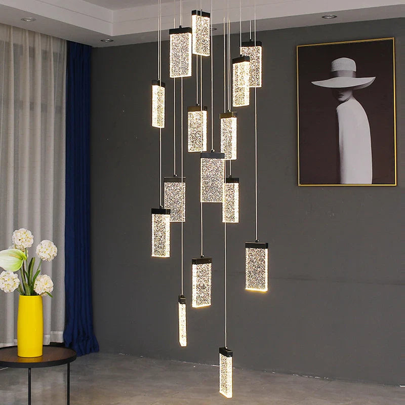 lámpara de techo en cristal diseño luminoso para escalera y decoración interior