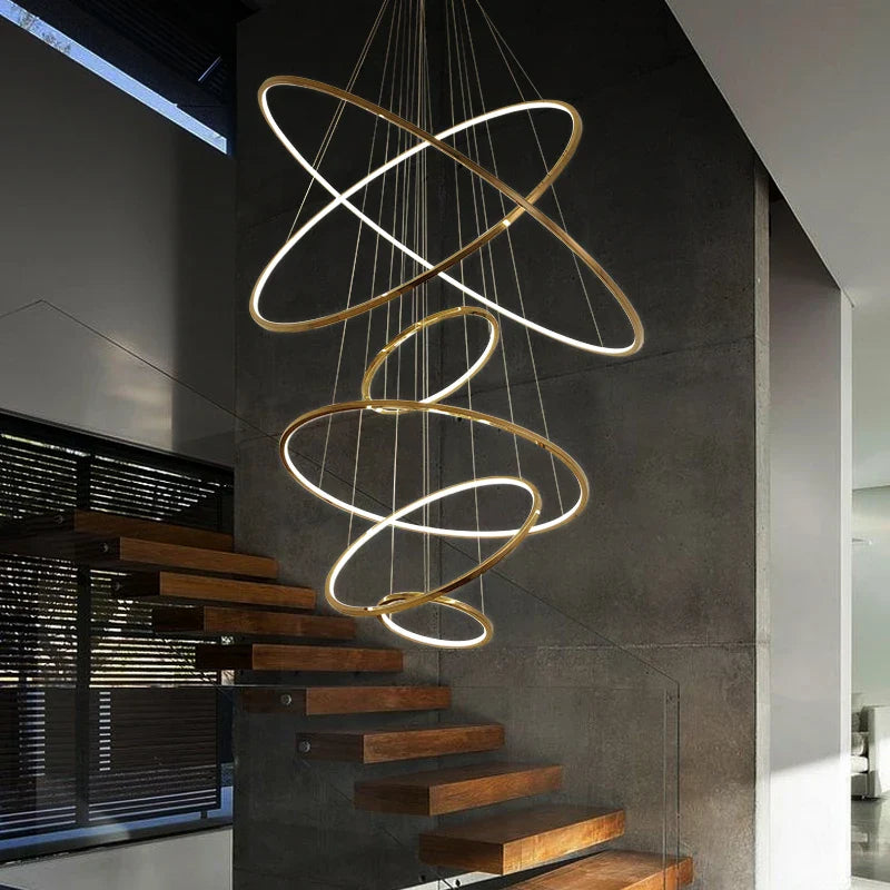 lámpara nórdica círculo dorado iluminación interior decorativa
