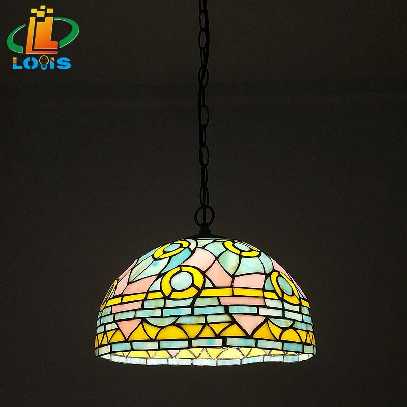 Lámpara de techo Tiffany retro creativa estilo nórdico para café y bar
