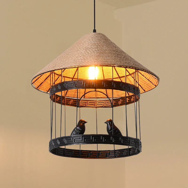 lustre suspensión jaula de pájaros estilo industrial loft