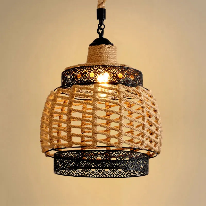 Lámpara vintage de cáñamo moderna ajustable