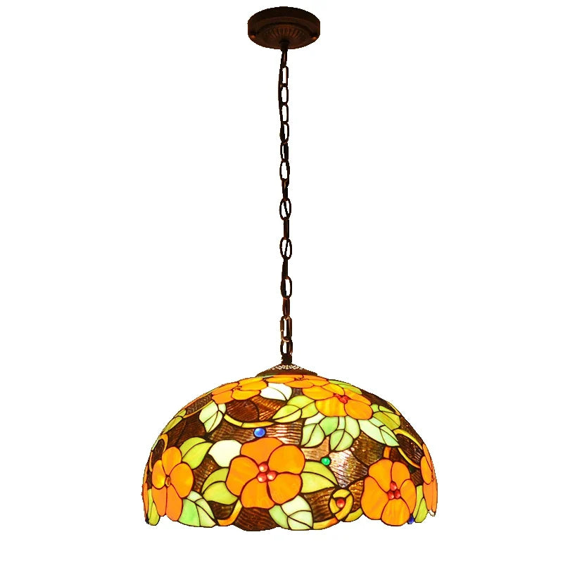 lámpara de vidrio floral estilo tiffany para restaurante y bar