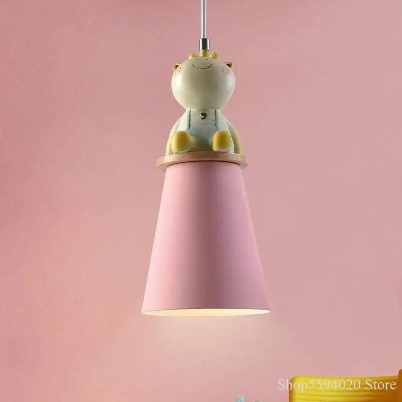 lámpara colgante creativa de animal dibujo animado para habitación infantil