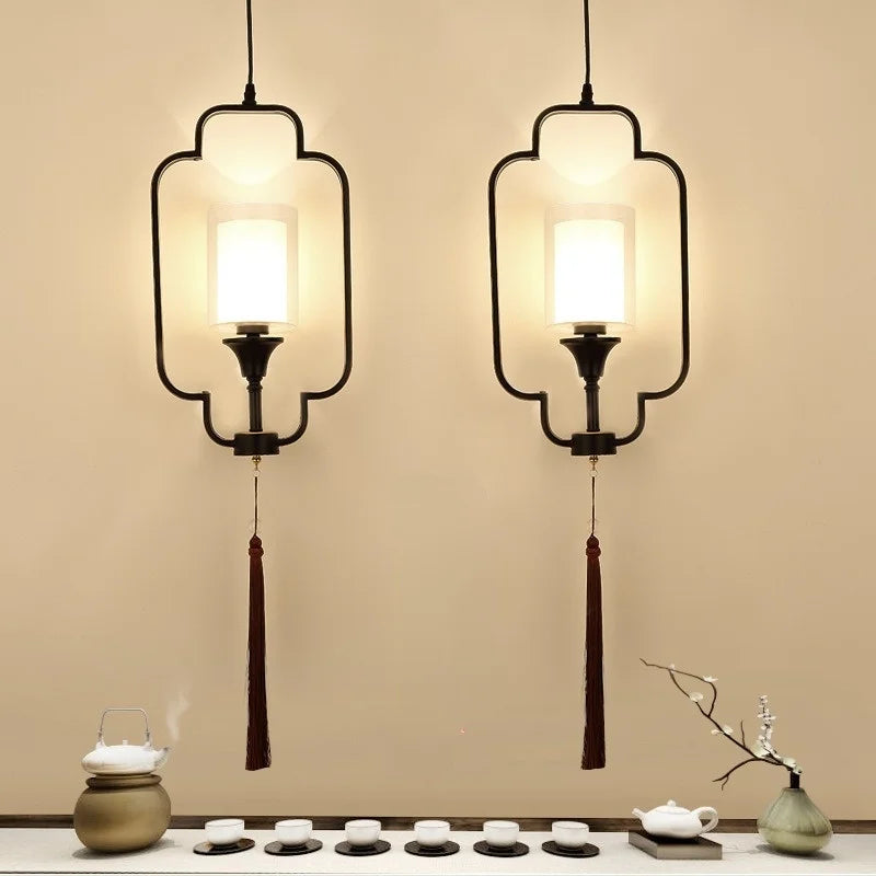 lámpara de techo china moderna simple con luces LED colgantes