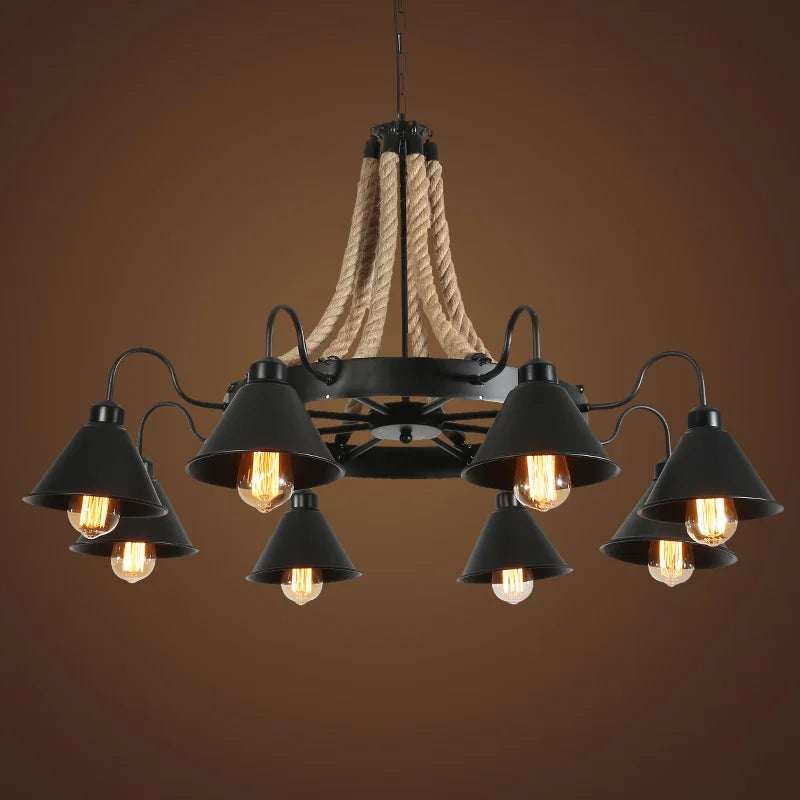 lámpara vintage industrial de hierro forjado para loft y café