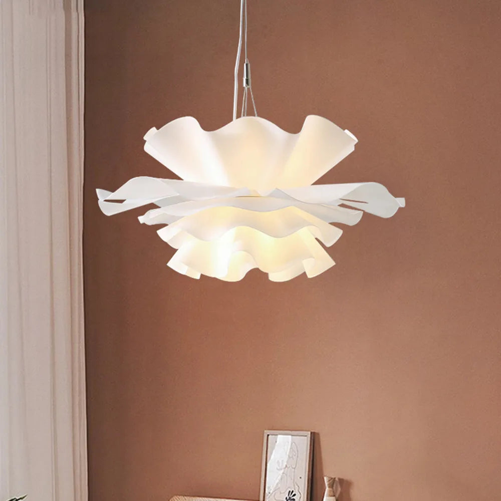 Lámpara de araña con flores blancas diseño nórdico colgante para dormitorio salón bar lámpara para comedor habitación infantil suspensión danesa