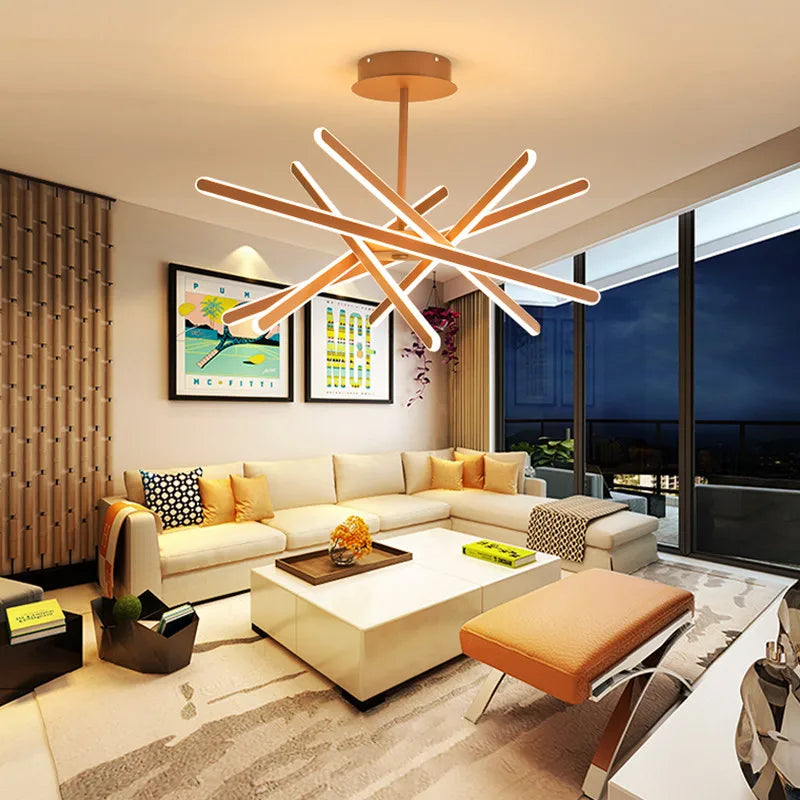 Lustre LED elegante, brillo ajustable.