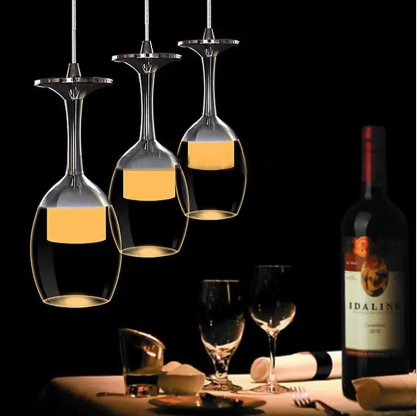 Lámparas colgantes modernas de vidrio de vino para bar café