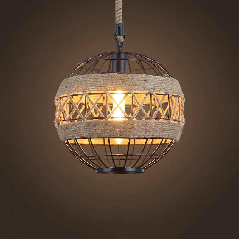lustre retro en cuerda de cáñamo para restaurante bar café