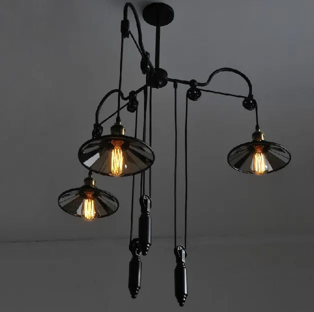 Lámpara colgante vintage con polea estilo loft para decoración interior