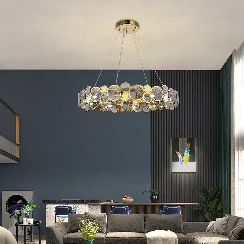 lámpara de techo nórdica de vidrio led lujo moderno redonda