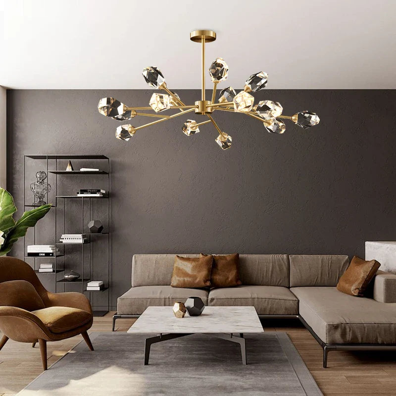 lustre de cristal moderno para decoración interior elegante y lujosa