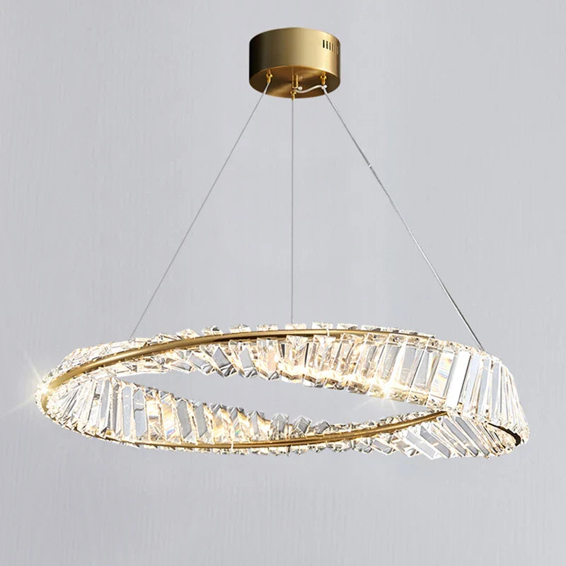 lámpara colgante moderna de lujo en cristal lámpara anular suspendida