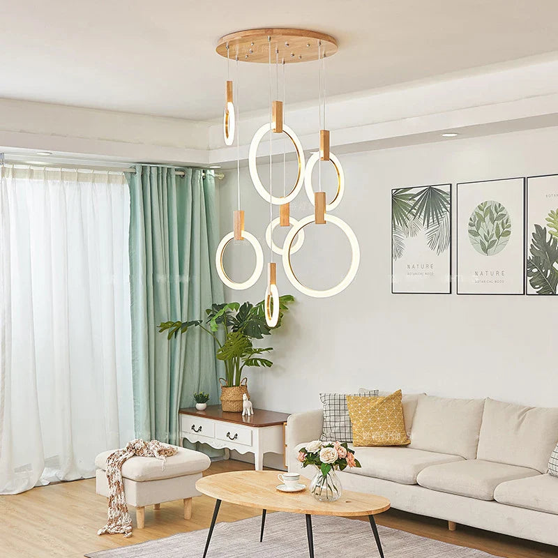 lámpara colgante led suspendida estilo loft para escalera