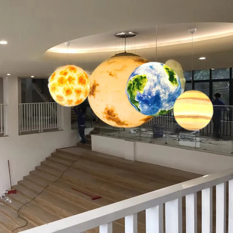 lámpara moderna acrílica en forma de planeta y luna
