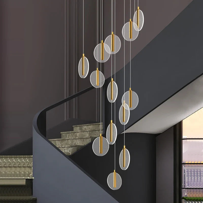 lámpara de techo LED moderna para escalera de caracol con techo alto