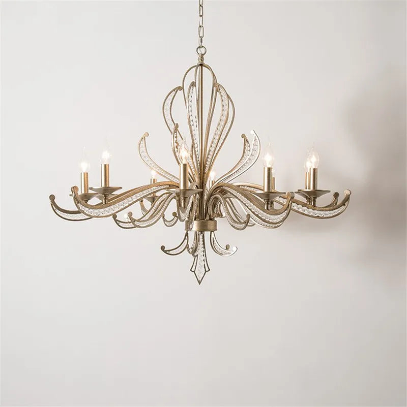 lámpara vintage de metal y cristal para decoración interior