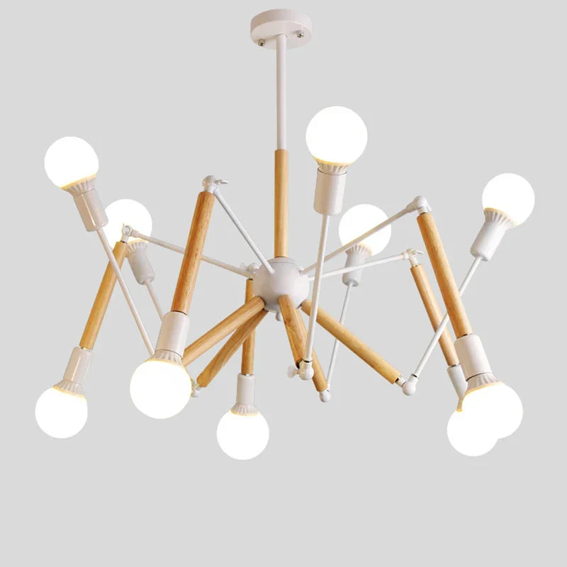 lustre de madera maciza estilo moderno lámpara araña creativa posmoderna