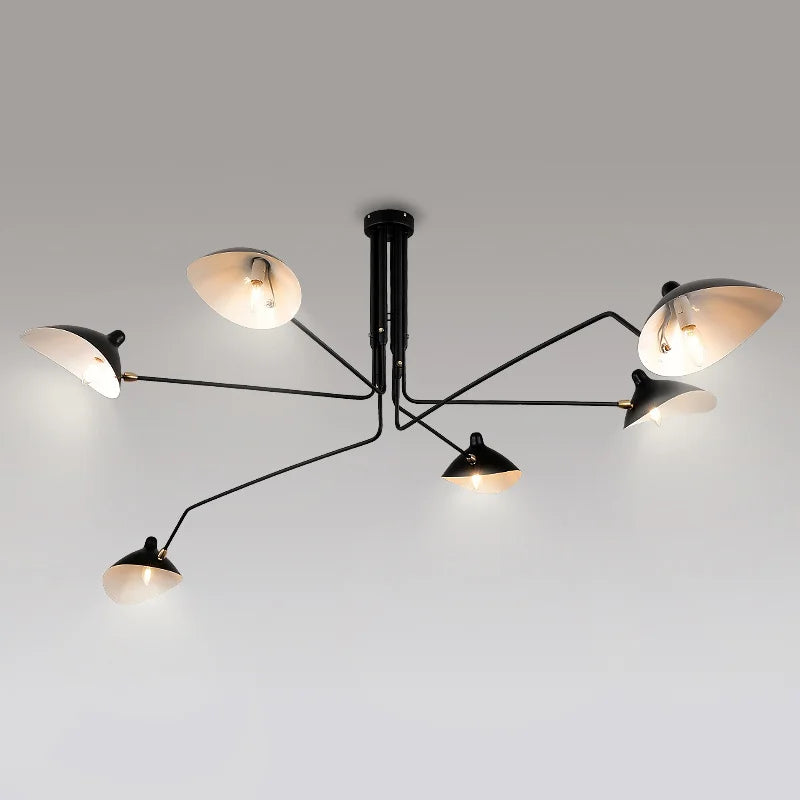 Lámpara colgante araña de hierro nórdica vintage industrial con iluminación LED