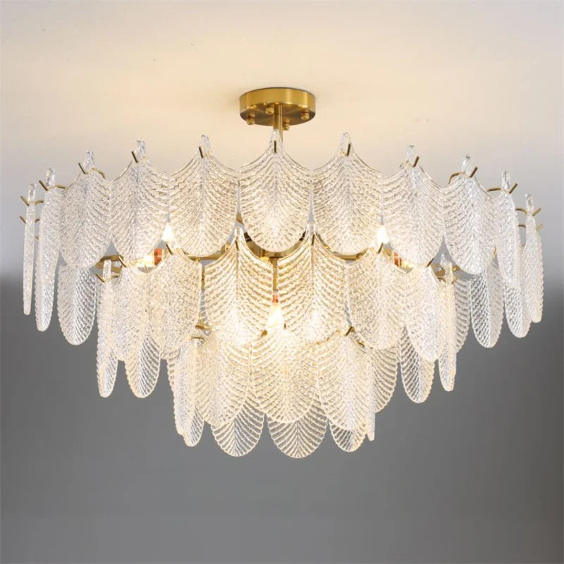 lámpara de araña de lujo de vidrio para decoración interior elegante y moderna