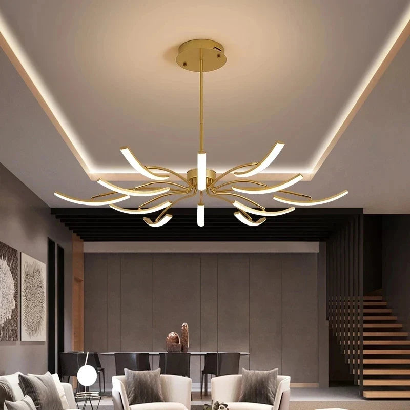 Lámpara de metal negro diseño 6 luces