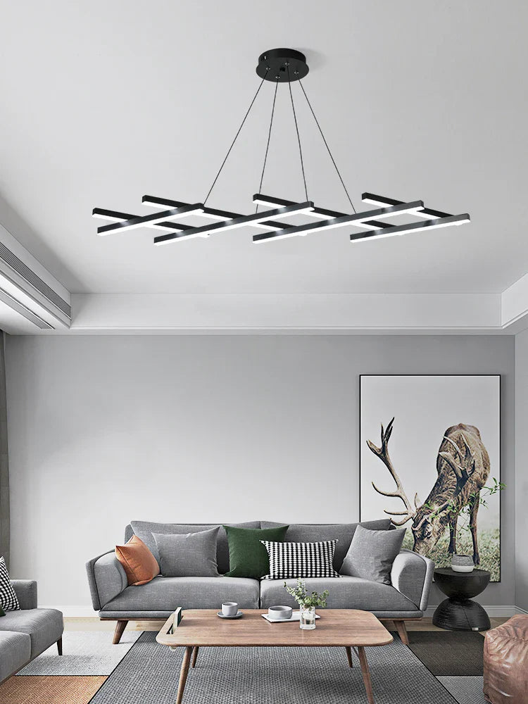 lámpara colgante led minimalista moderna con bandas luminosas creativas