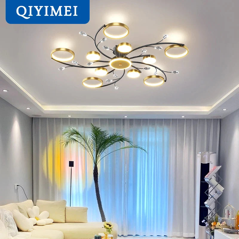 lustre LED moderno de cristal para iluminación interior