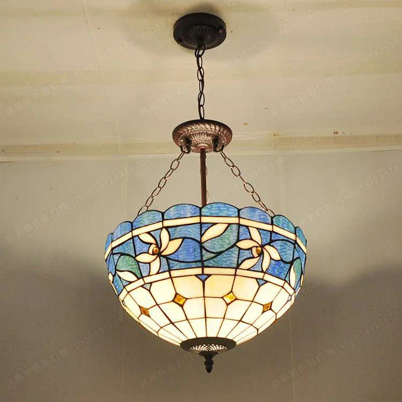 lámpara retro de vidrio tiffany para bar y restaurante