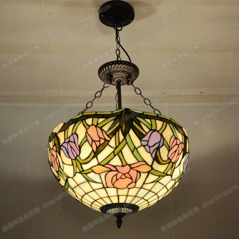 lámpara tulipán de vidrio estilo tiffany para salas elegantes y modernas