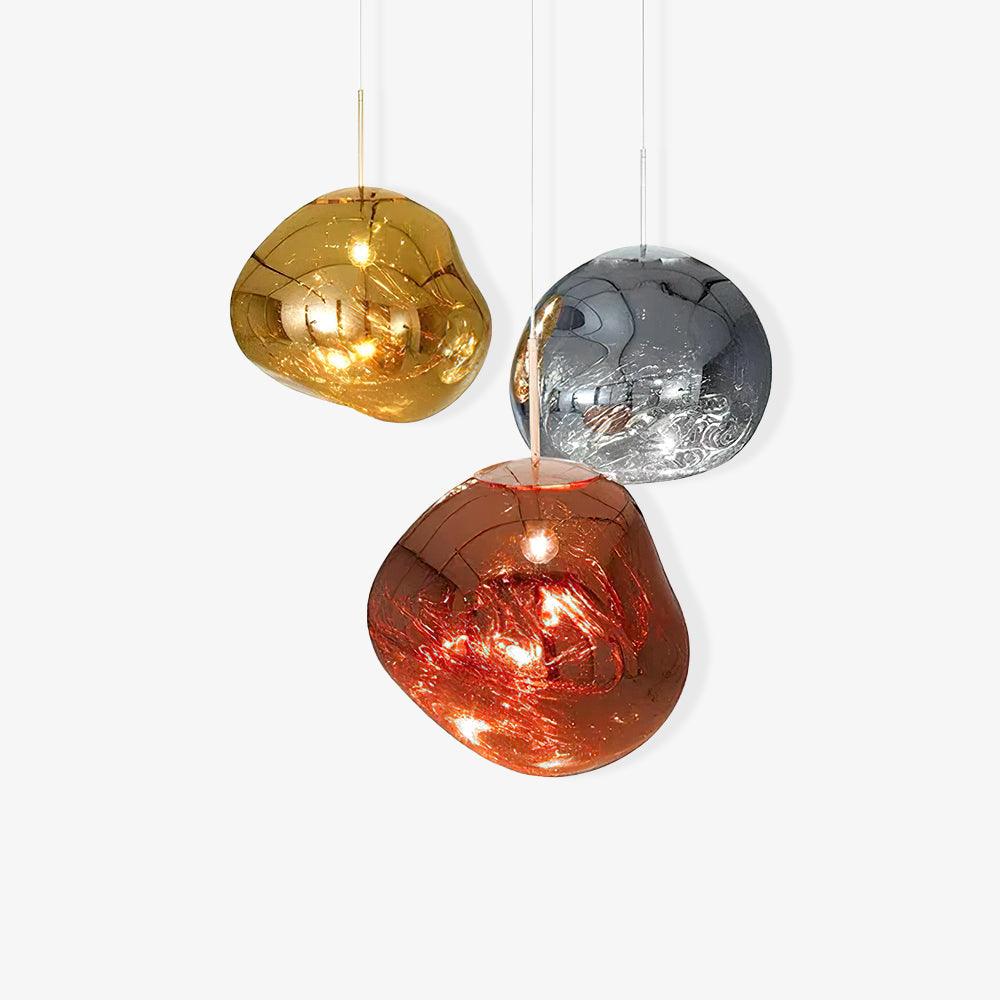 Plafonnier moderne en verre effet lave avec dôme à une lumière