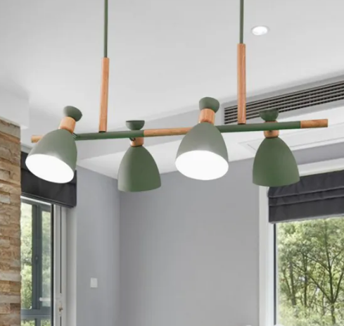 Morandi Lámparas Colgantes 4 Lámparas Nórdicas Madera/Metal Blanco/Verde/Gris Cocina/Salón
