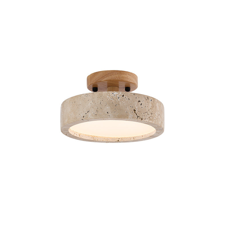 Plafonnier rond minimaliste moderne en travertin à LED, une lumière