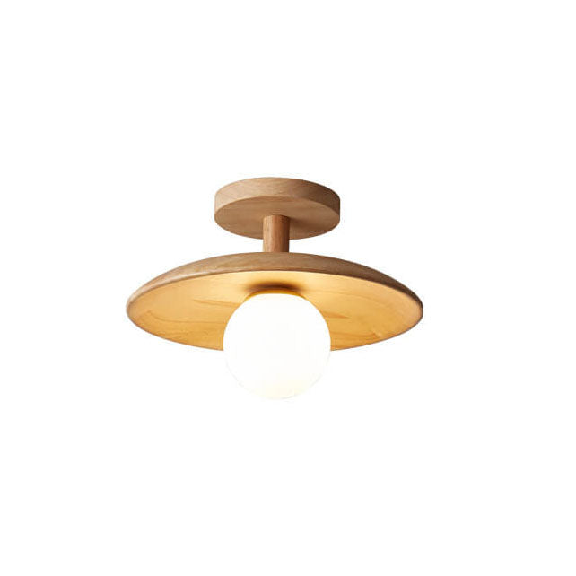 Plafonnier demi-encastré en bois nordique avec une lumière