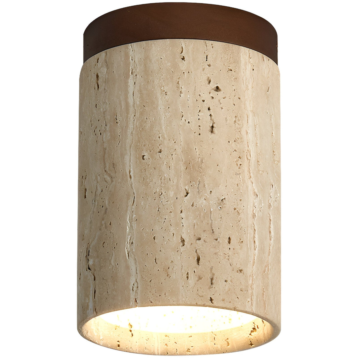 Plafonnier cylindrique élégant en travertin avec spot LED 1 lumière