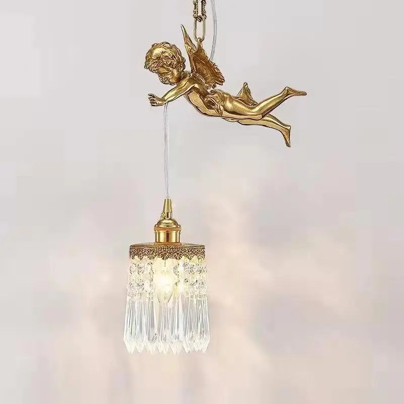lámpara de cristal con led y alas de ángel decoración europea lujosa