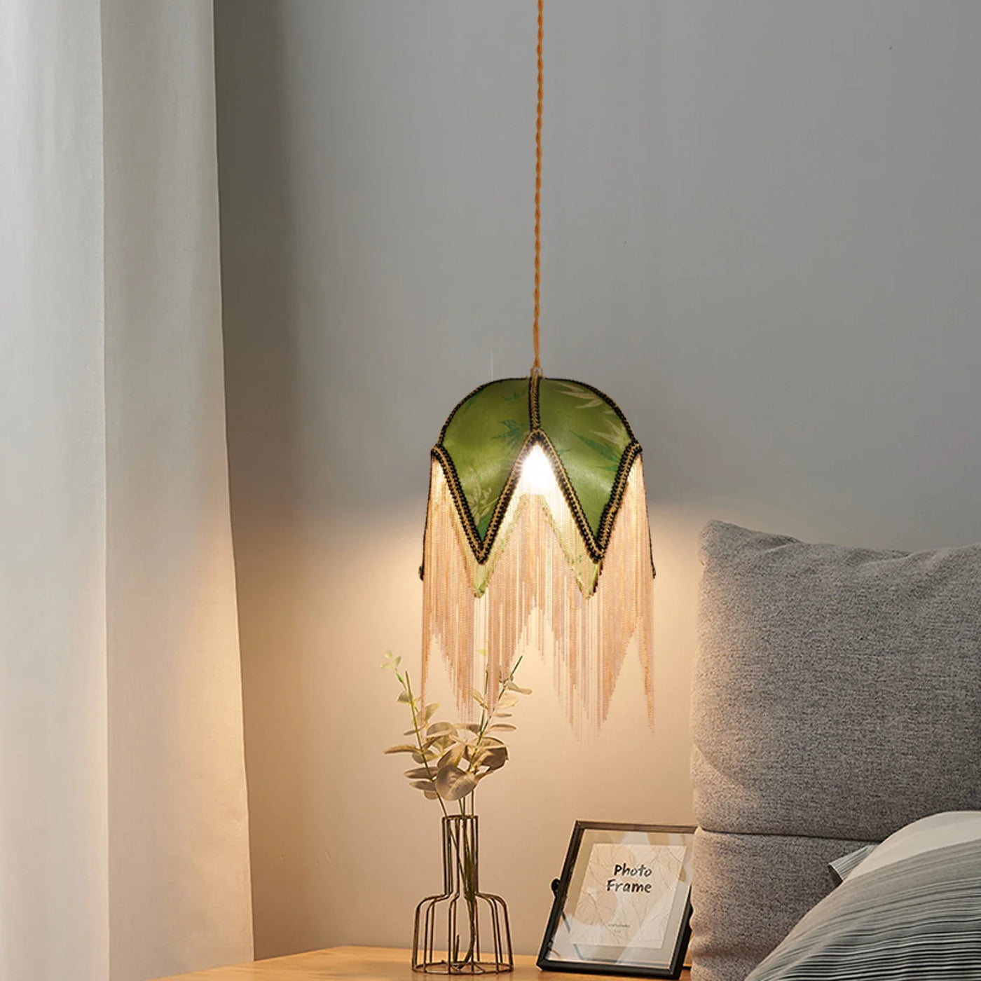 lámpara nórdica de tela con pantalla de diseño para iluminación interior