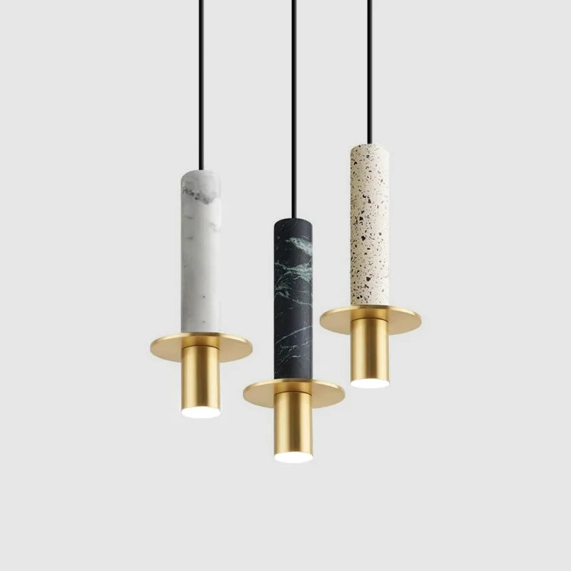 lámpara LED de mármol vintage simple dorada loft decoración bar iluminación suspendida