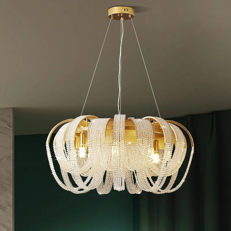 lámpara de cristal de lujo con colgantes modelo 	 para hotel