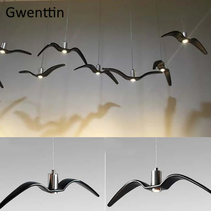 Candelabro colgante moderno en forma de gaviota diseño luminoso
