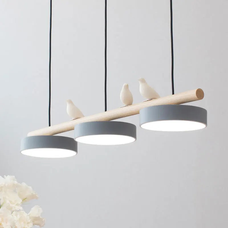 Candelabro moderno nórdico LED minimalista decoración de pájaro macaron de hierro