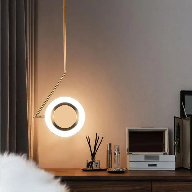 lámpara colgante anillo luna moderna para decoración interior