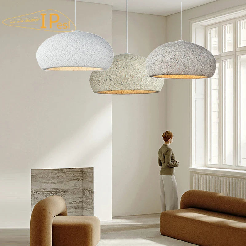 lustre moderne en résine suspension minimaliste nordique wabi-sabi