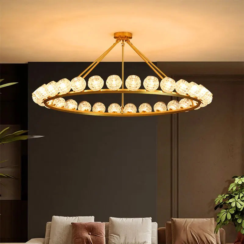 Lámpara colgante de diseño anillo bolas modernas decoración de salón