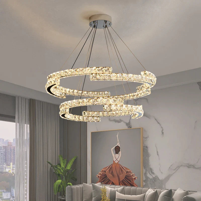 lámpara nórdica en cristal acero inoxidable espejo led interior