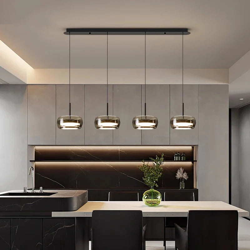 lustre decorativo para interior con lámparas suspendidas